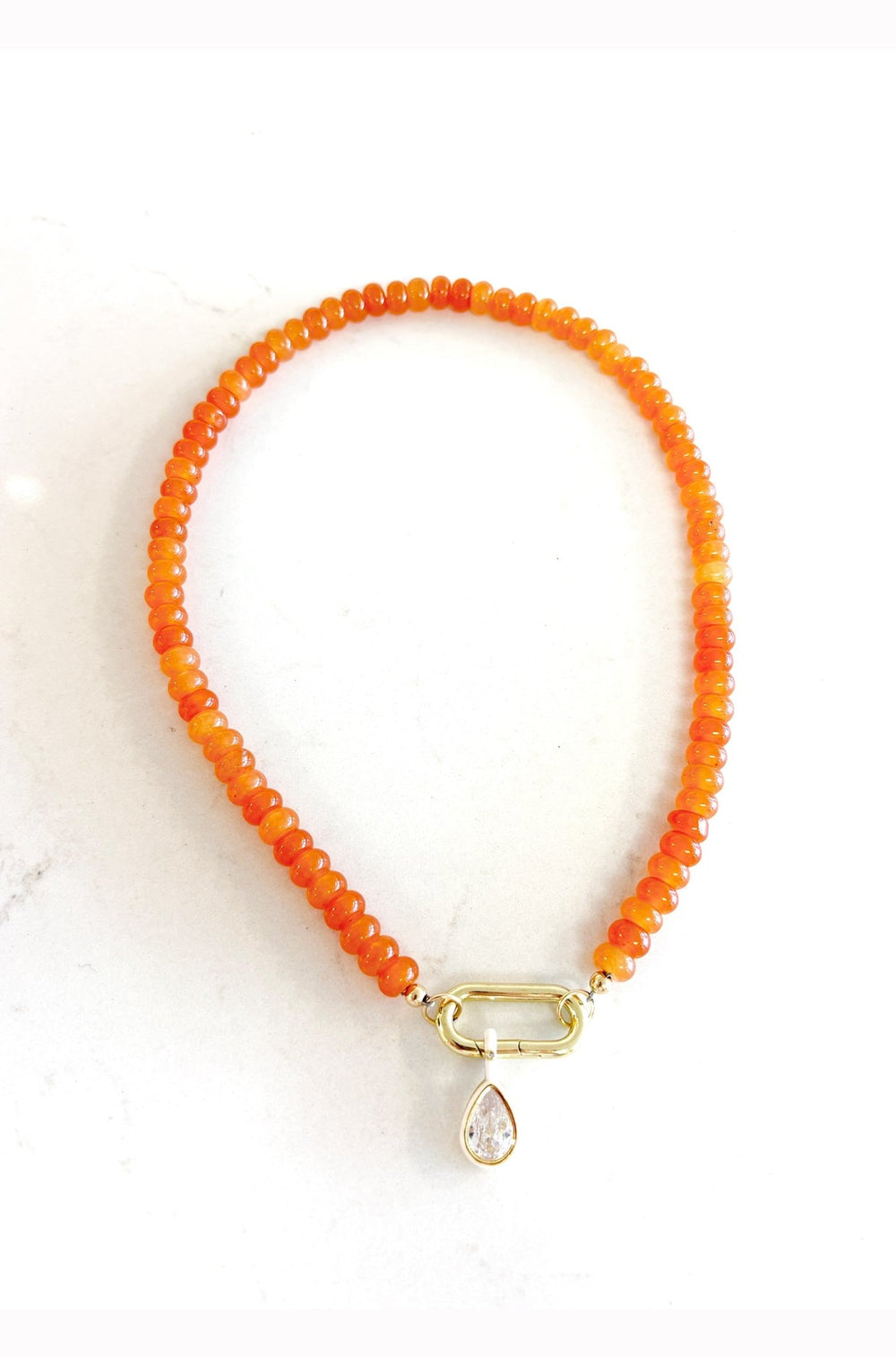 Carrie Pear Necklace in Orange - obligato