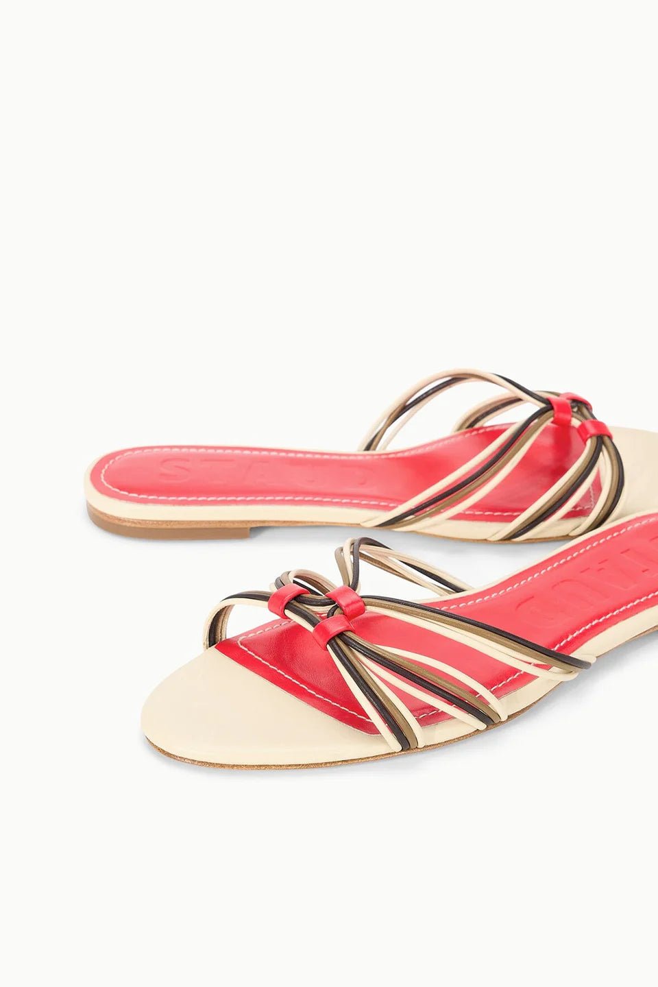 Carrie Sandal in Cream/Red Rose - obligato