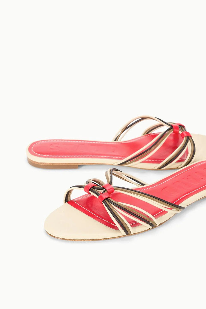 Carrie Sandal in Cream/Red Rose - obligato