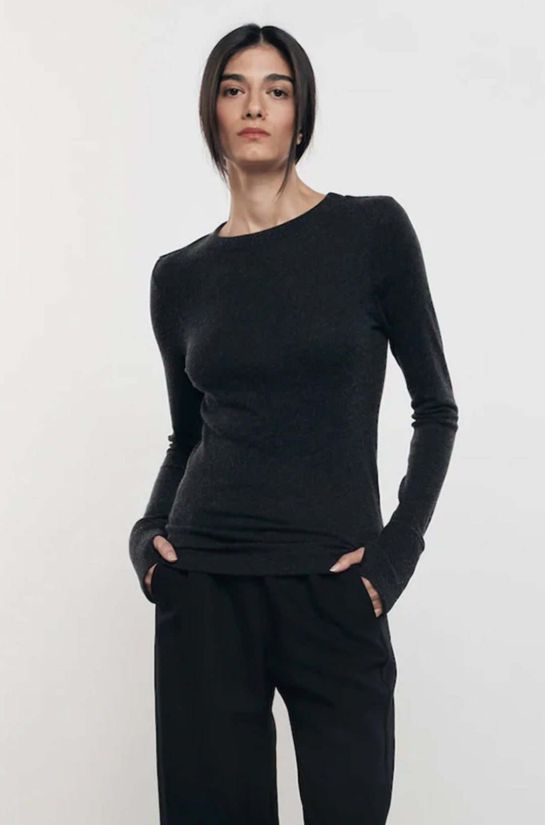 Cashmere Easy Cuff Crew - obligato