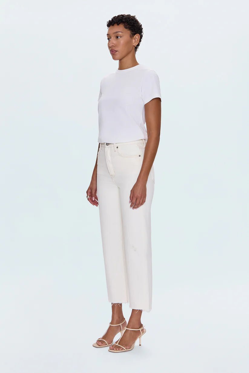 Cassie Crop High Rise Straight Crop Jean - Ecru Vintage - obligato