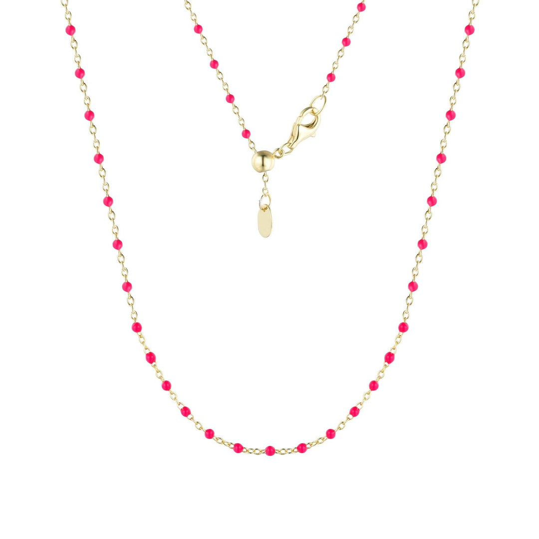 Enamel Beaded Chain Necklace: Tangerine / Gold