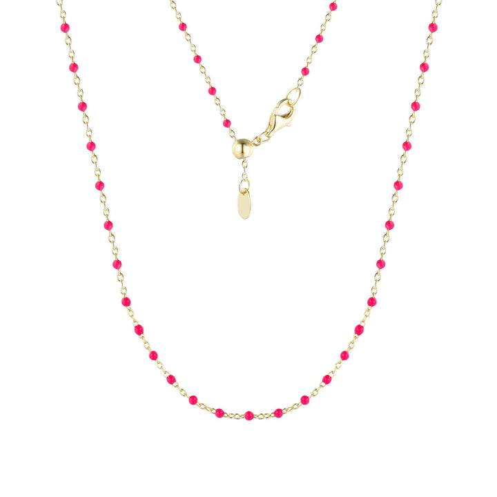 Enamel Beaded Chain Necklace: Tangerine / Gold
