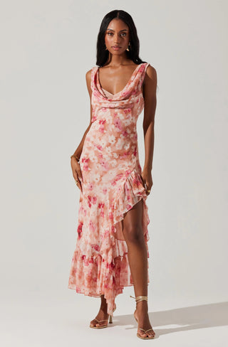 Celia Dress in Mauve Pink Floral - obligato