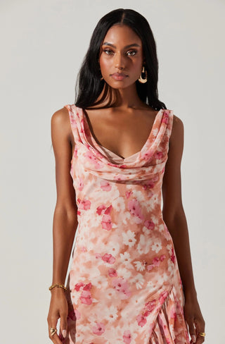 Celia Dress in Mauve Pink Floral - obligato