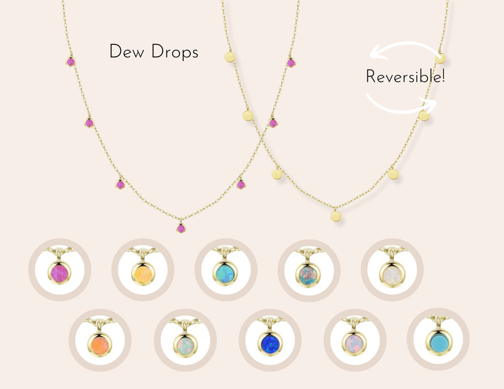 Opal Dew Drops Reversible Layering Necklace: Tangerine Opal