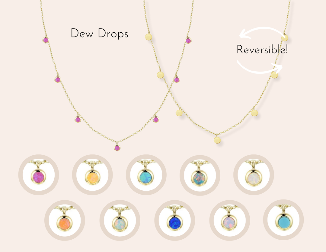 Opal Dew Drops Reversible Layering Necklace: Orange Opal