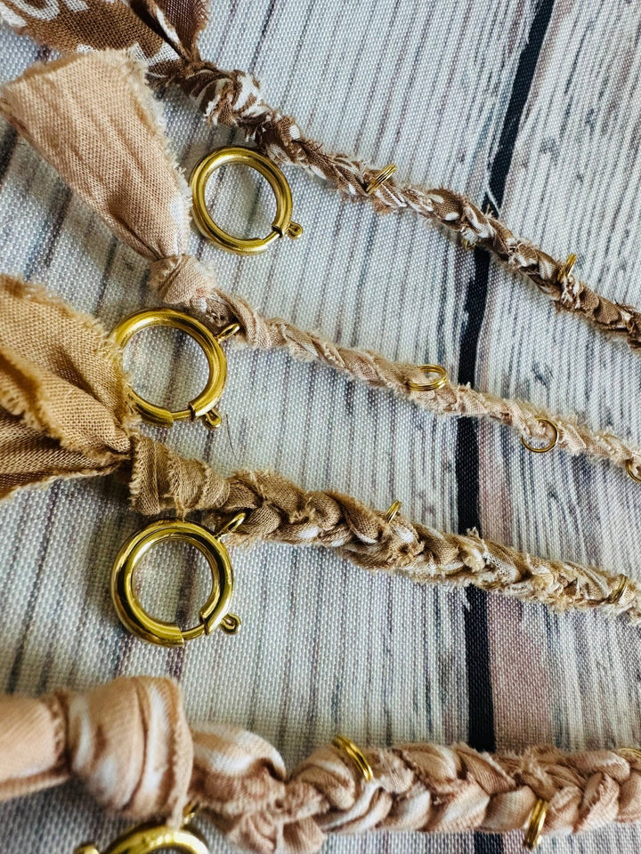 Charm Bar Bandana Bracelets: Terracotta Hues / Gold - obligato