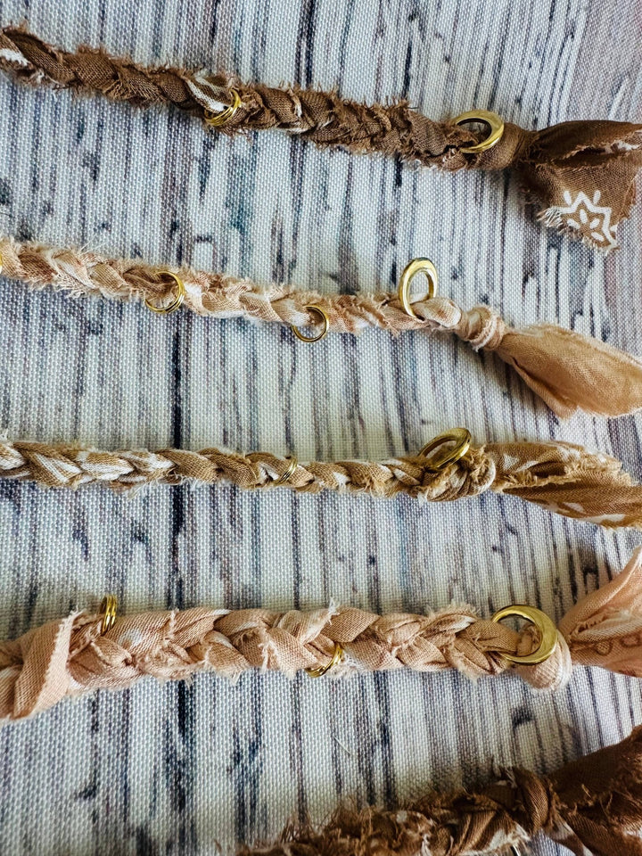 Charm Bar Bandana Bracelets: Terracotta Hues / Gold - obligato