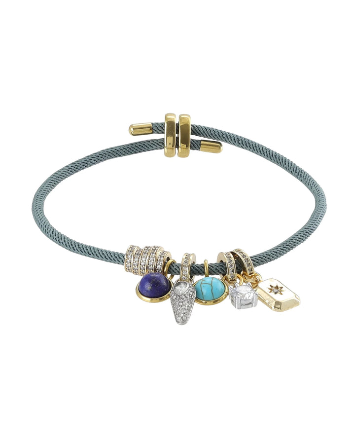 Charmed Cord Bracelet in Blue Denim - obligato