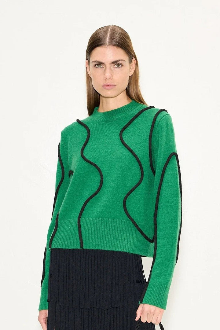 Cher Squiggle Sweater in Green - obligato