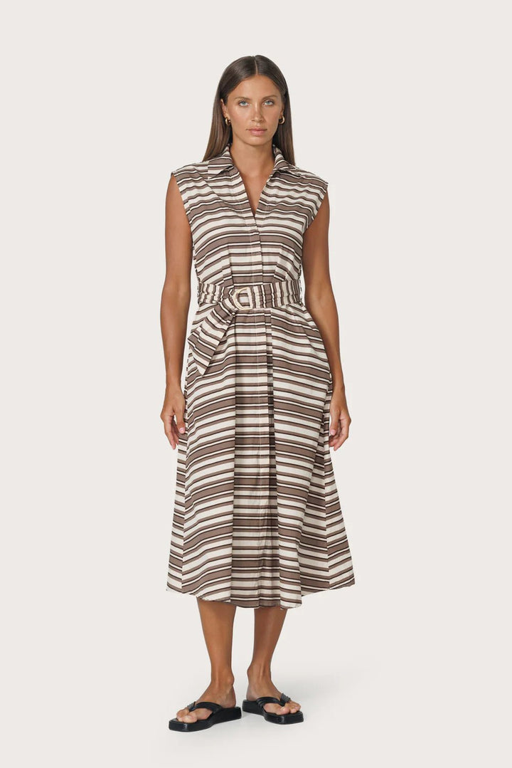 Chloe Poplin Dress - Beachmark Stripe - obligato