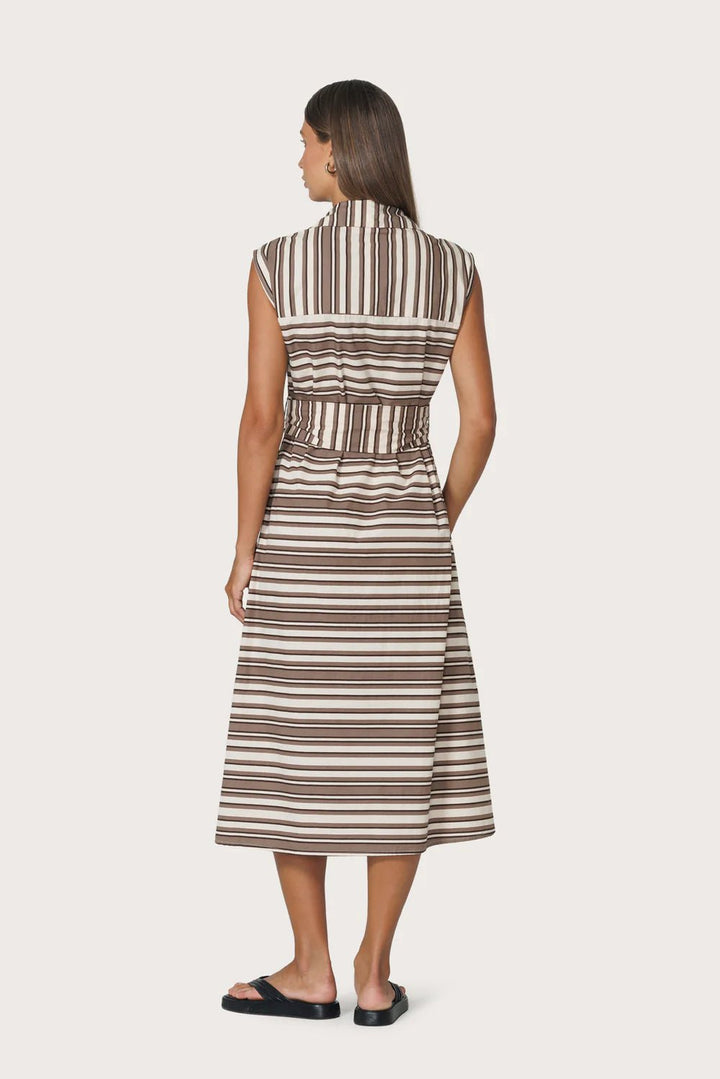 Chloe Poplin Dress - Beachmark Stripe - obligato