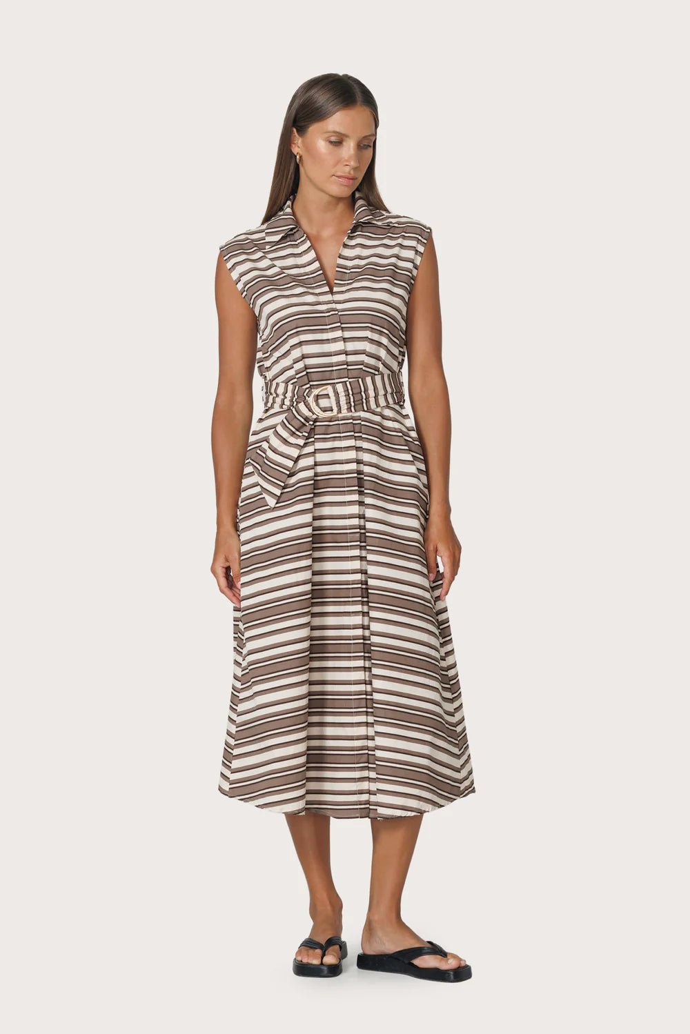 Chloe Poplin Dress - Beachmark Stripe - obligato