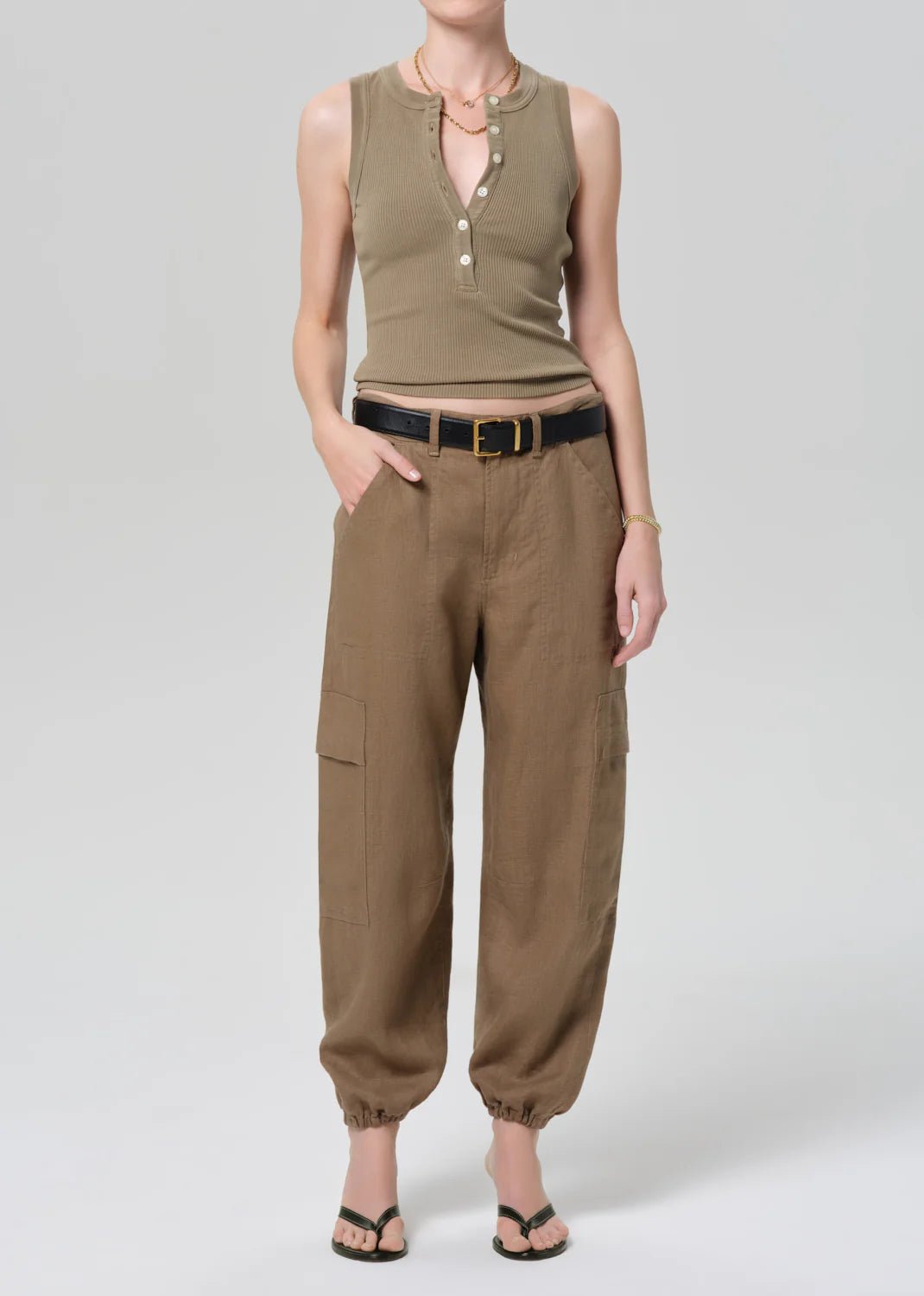 Ciela Balloon Utility Pant in Khaki - obligato