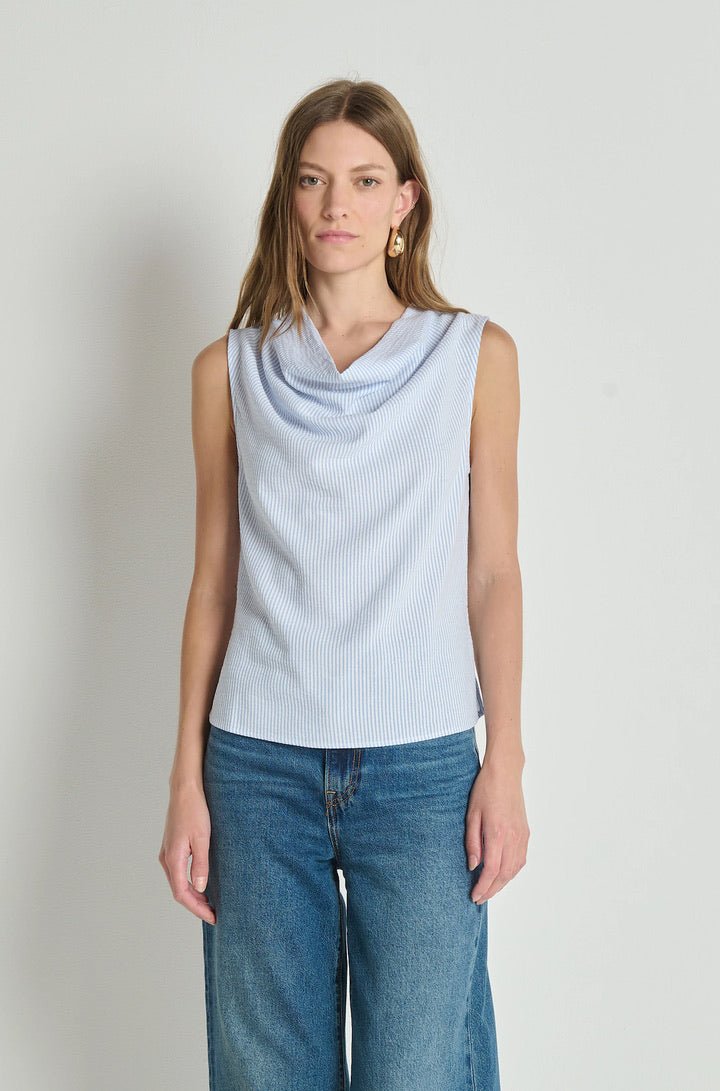 Cille Cowl Neck Tank Mini Stripe - obligato