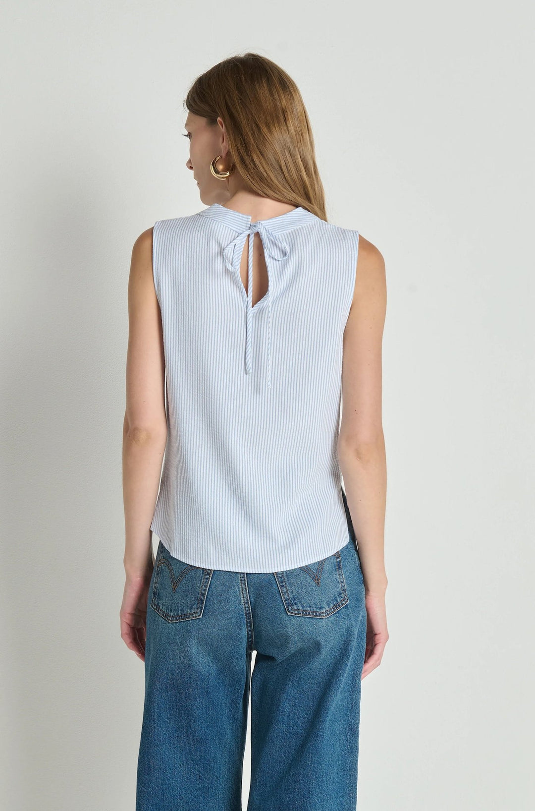 Cille Cowl Neck Tank Mini Stripe - obligato