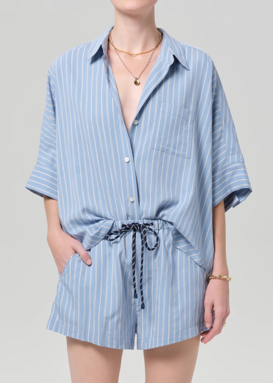 Claire Origami Shirt In Capri Stripe - obligato