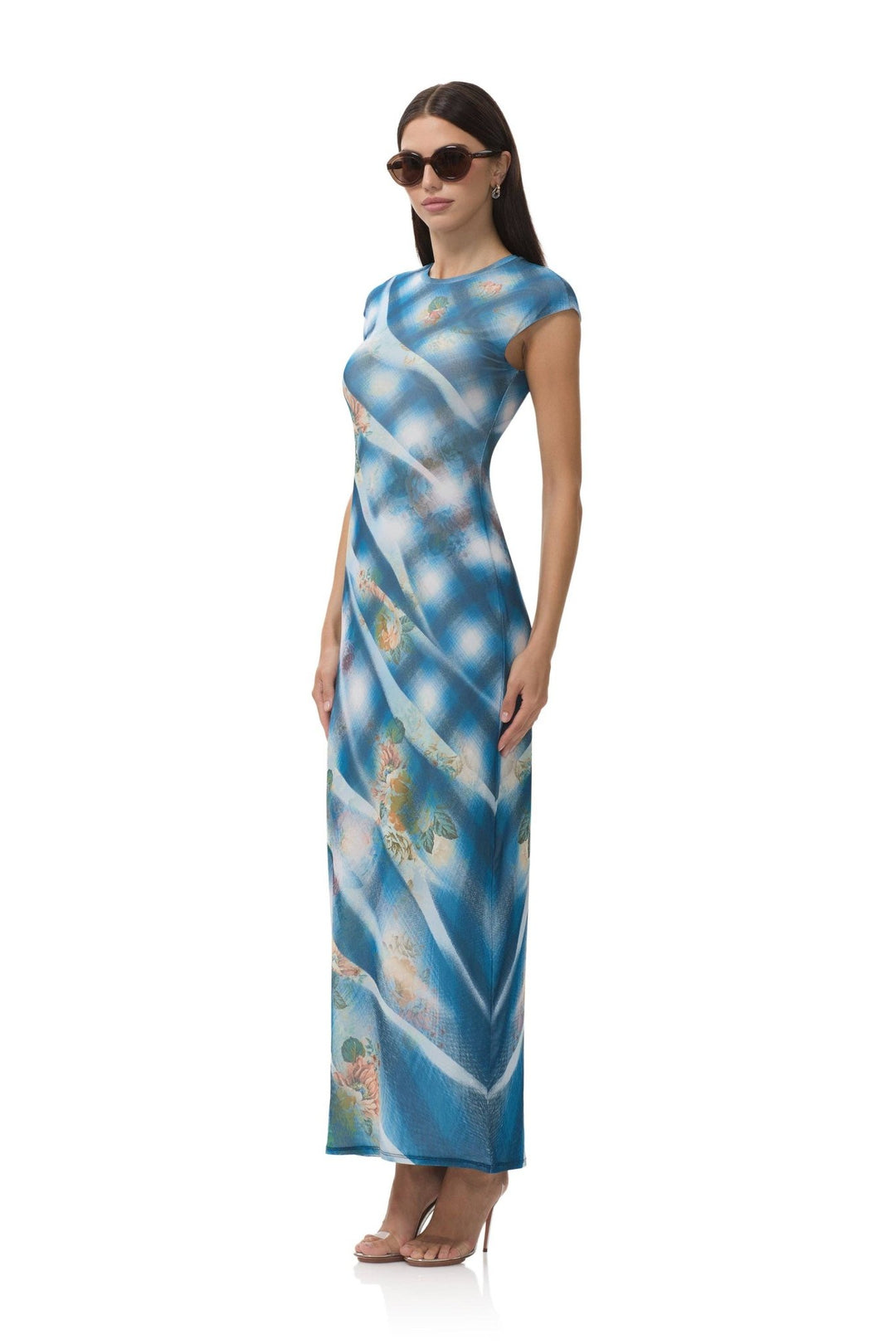 Cody Dress - Blue Floral Plaid - obligato