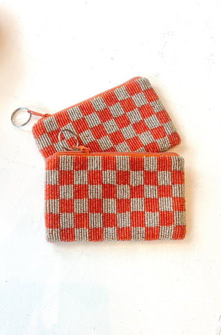 Coin Purse Checkerboard Silver/Orange - obligato