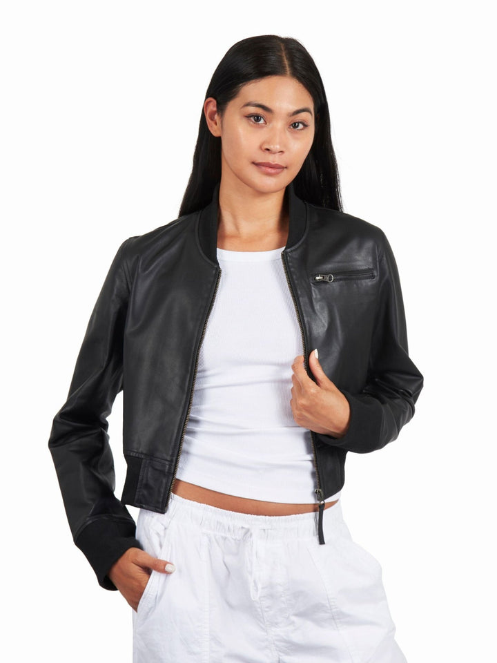 Collins Stonewash Leather Jacket in Chocolate - obligato