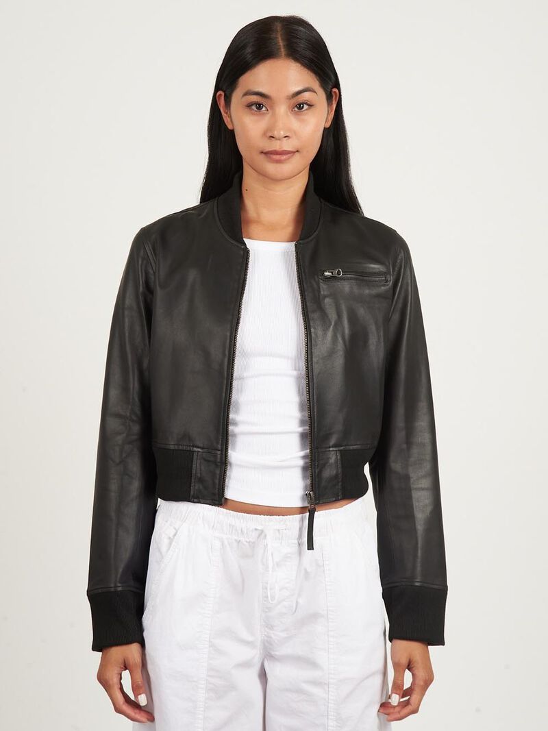 Collins Stonewash Leather Jacket in Chocolate - obligato