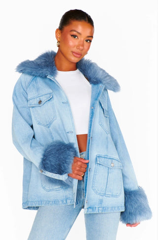 Cophenagen jacket in Indigo Blue Faux Fur - obligato