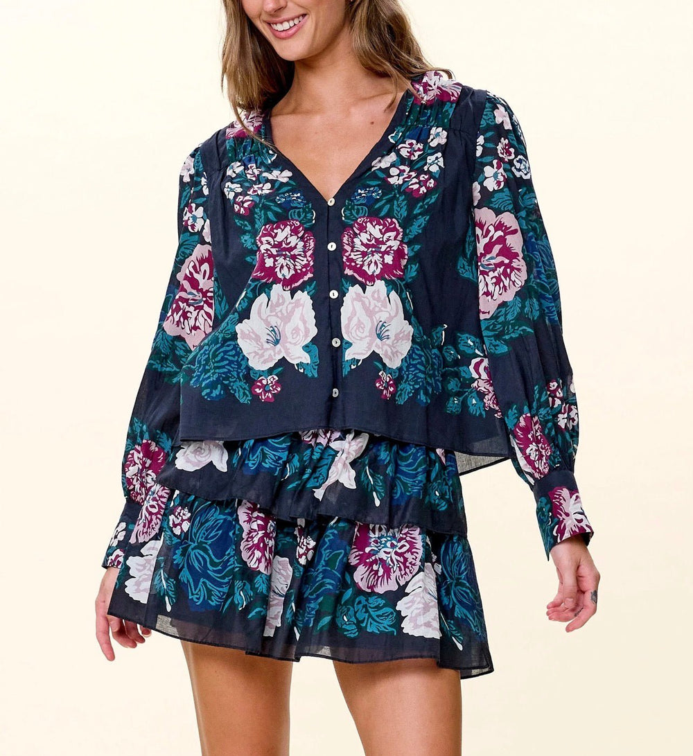 Cosima Top in Juliet Ebony - obligato