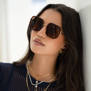 Cosmo Acetate Womens Square Sunglasses: Dark Tortoise - obligato