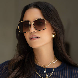 Cosmo Acetate Womens Square Sunglasses: Milky Tortoise - obligato