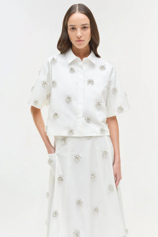 Cosmo Camp Shirt in White - obligato