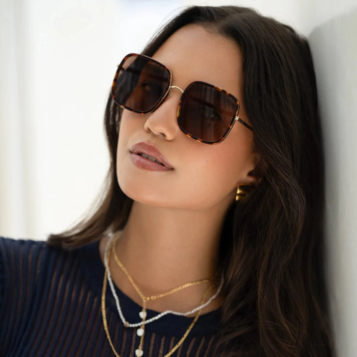 Cosmo Large Oversized Square sunglasses in Dark Tortoise - obligato