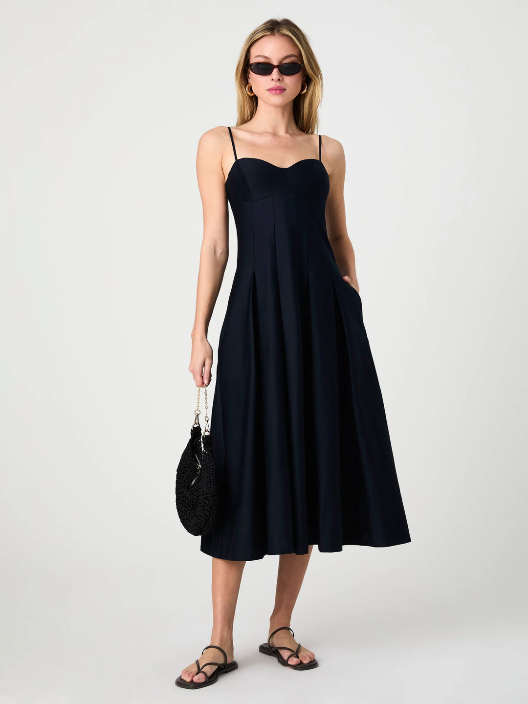 Cotton Sateen Dress in Deep Navy - obligato