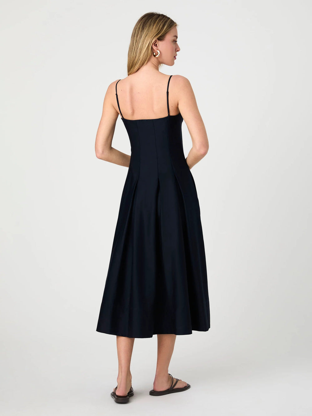 Cotton Sateen Dress in Deep Navy - obligato