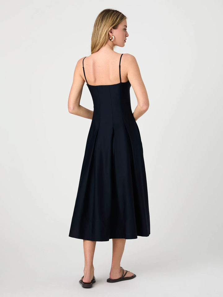 Cotton Sateen Dress in Deep Navy - obligato