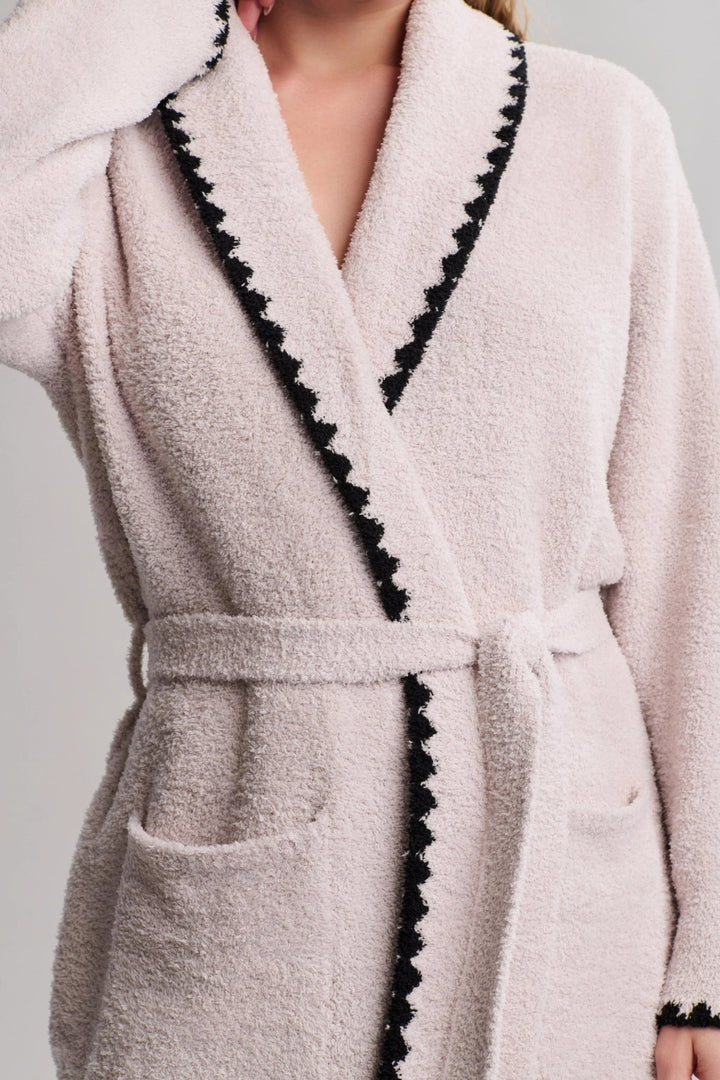 Cozy Chic Blanket Stitch Robe in Stone - obligato