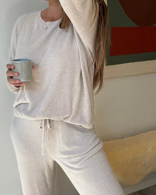 Cozy Chic Ultra Lite Slouchy Pullover in Stone - obligato