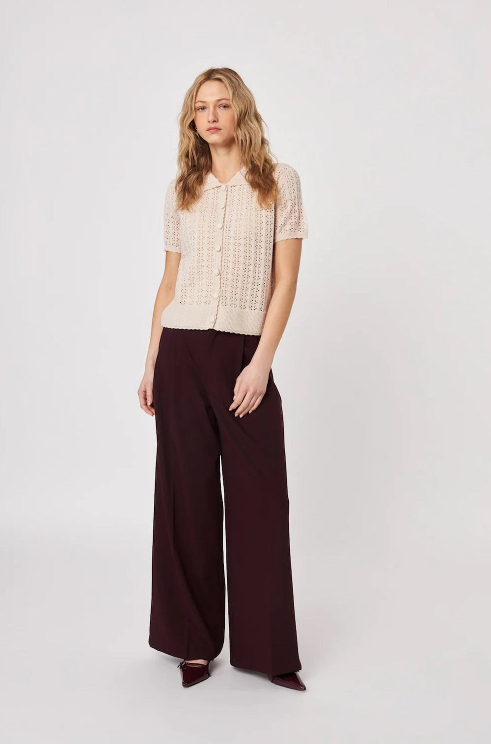 Crew Top in Pearl Blush Cardi - obligato