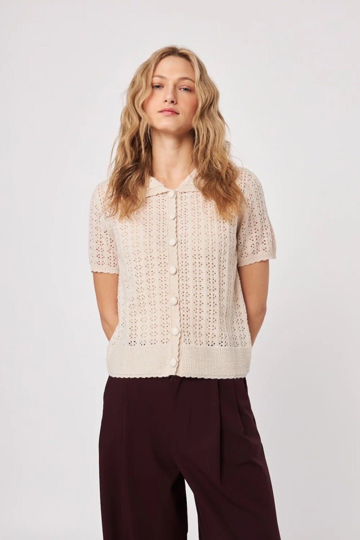 Crew Top in Pearl Blush Cardi - obligato