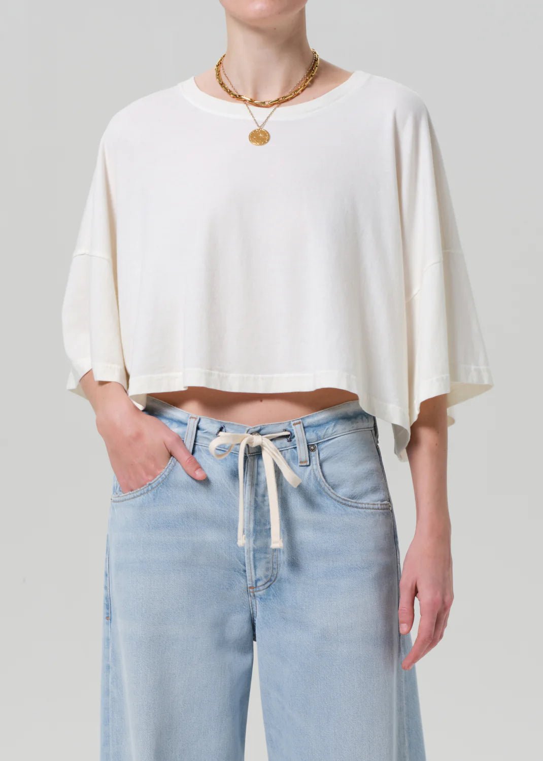 CROP CAPE TEE IN PASHMINA - obligato