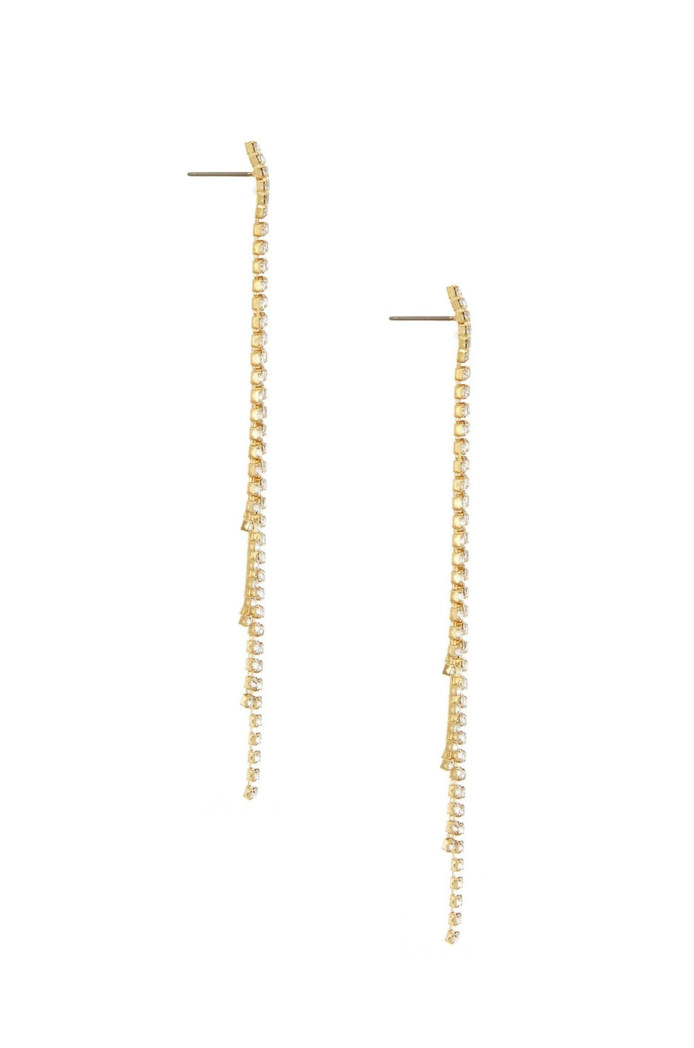 Crystal Fringe 18k Gold Plated Dangles: Clear Crystals / One Size - obligato