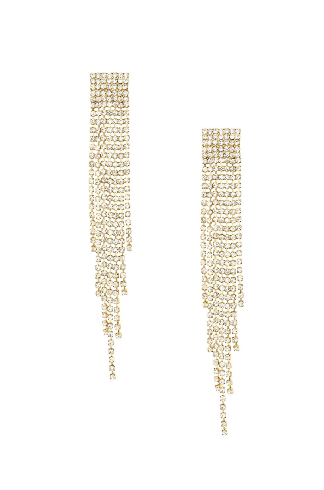 Crystal Fringe 18k Gold Plated Dangles: Clear Crystals / One Size - obligato