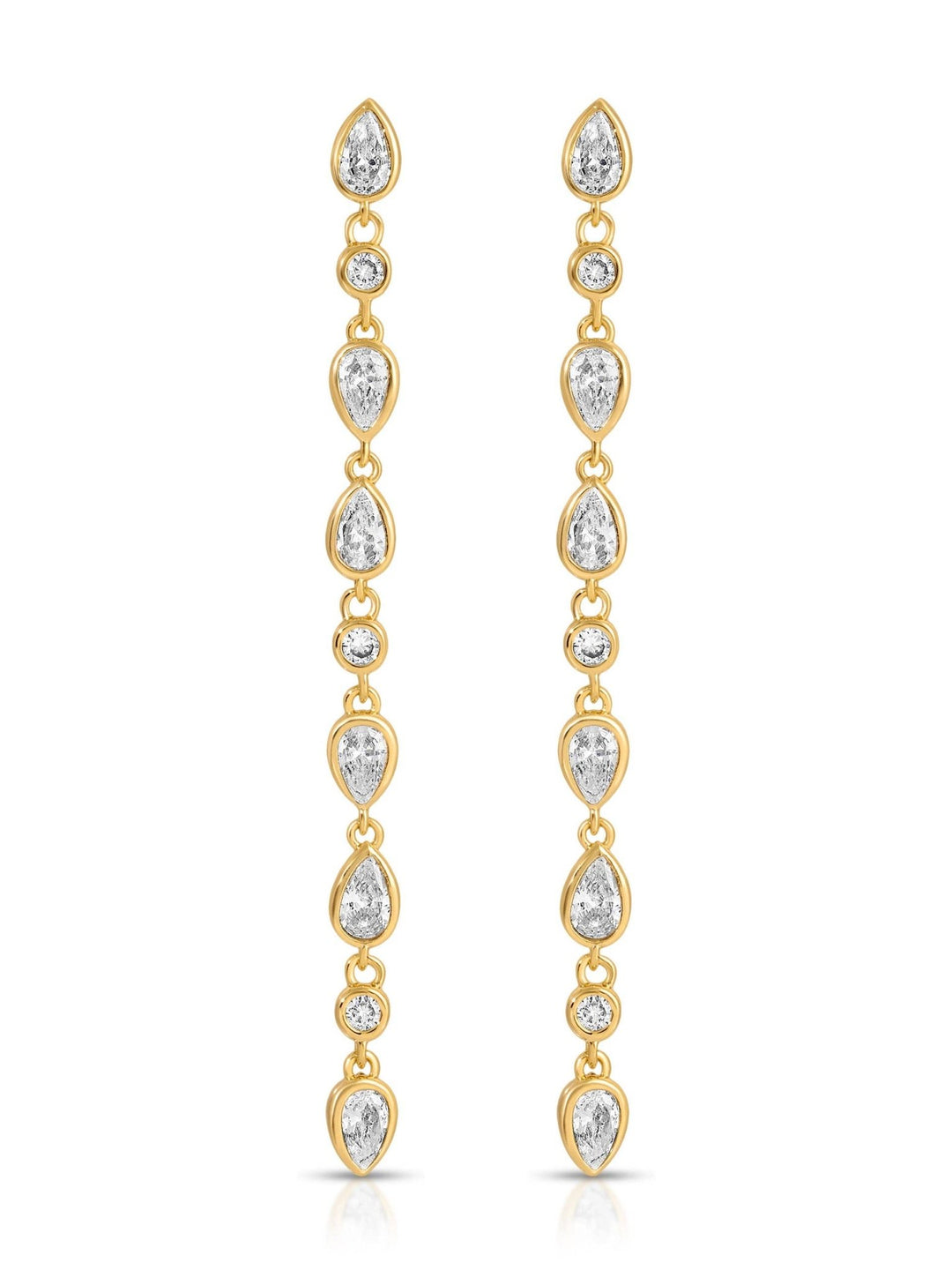 Crystal Rainfall Earrings: Clear Crystal with 18k Gold Plating / One Size - obligato