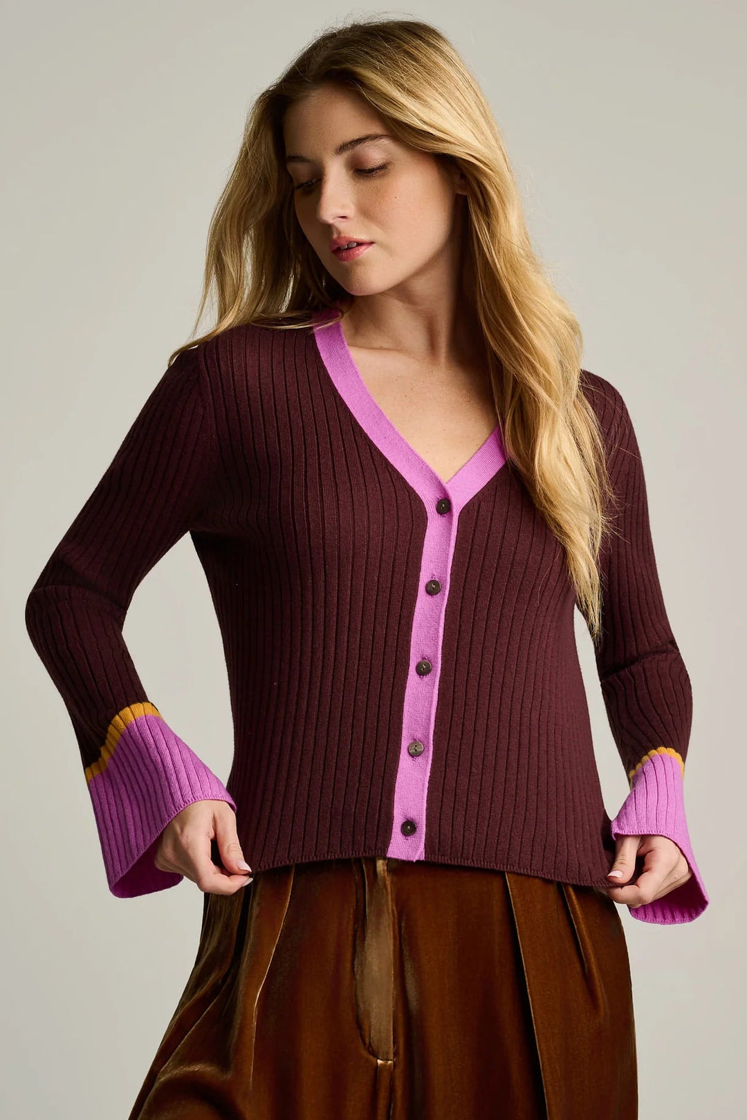 Cuff Keeper Cardigan in Rum Raisin - obligato