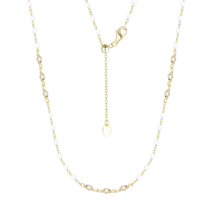 Enamel Beaded Chain Necklace With Sparkle Beads: Tangerine / Gold