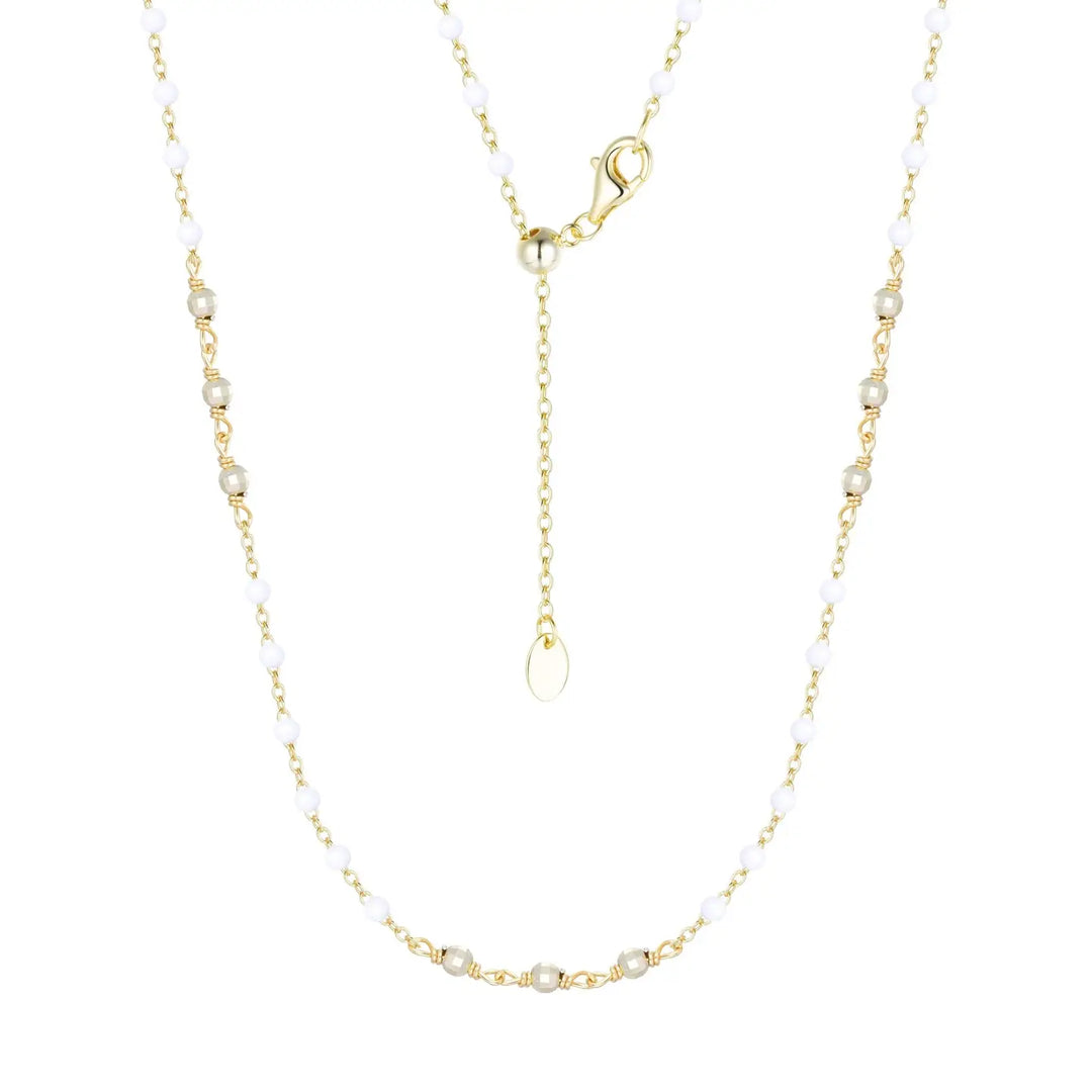 Enamel Beaded Chain Necklace with Sparkle Beads
