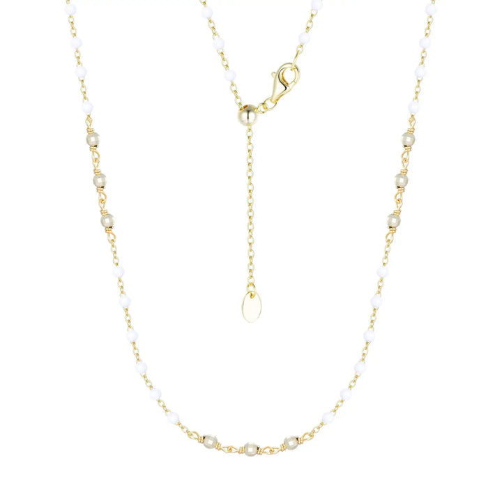 Enamel Beaded Chain Necklace with Sparkle Beads