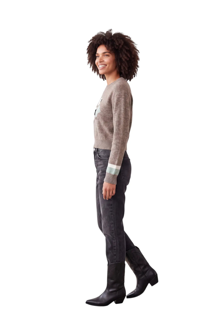 Herdwick Cashmere Crew Sweater in Flower Coffee