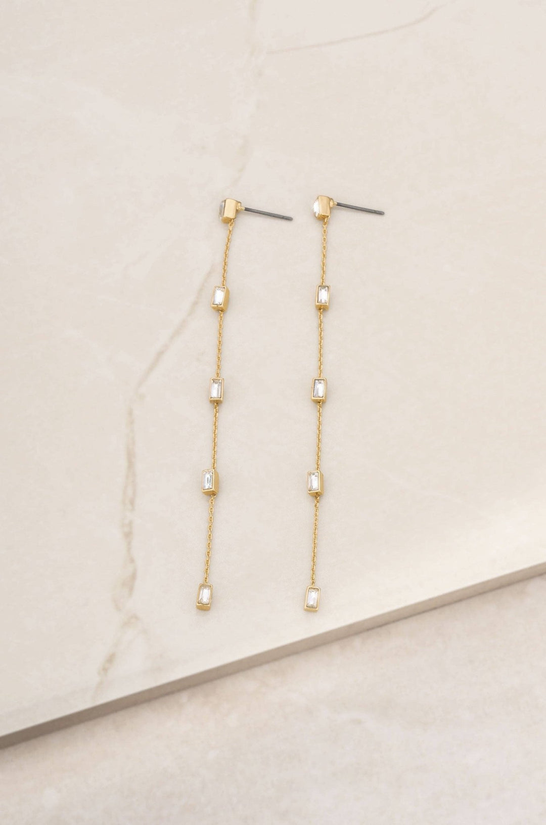 Dainty Statement Crystal Dangle Earrings: Clear Crystals / One Size - obligato