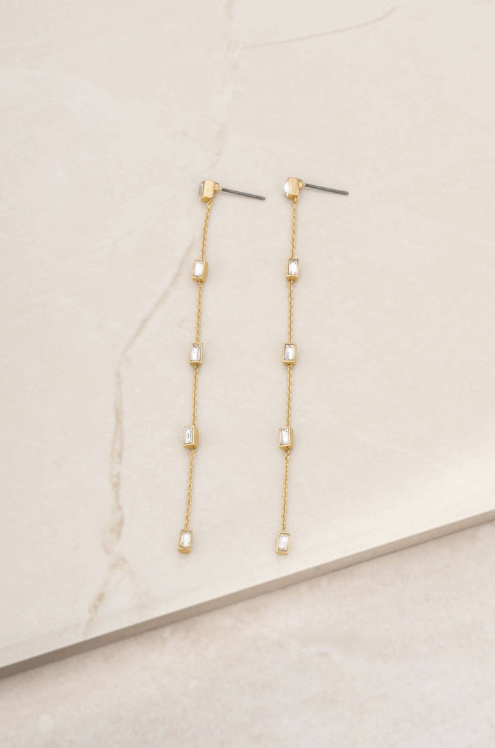 Dainty Statement Crystal Dangle Earrings: Clear Crystals / One Size - obligato